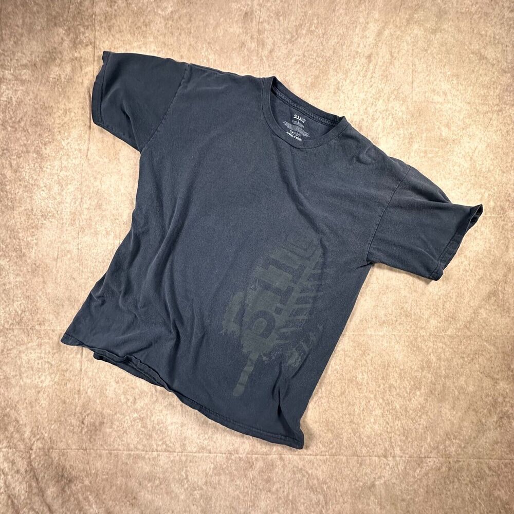 5.11 Tactical T Shirt Mens Large Black Faded Graphic Military Style Pullover Tee